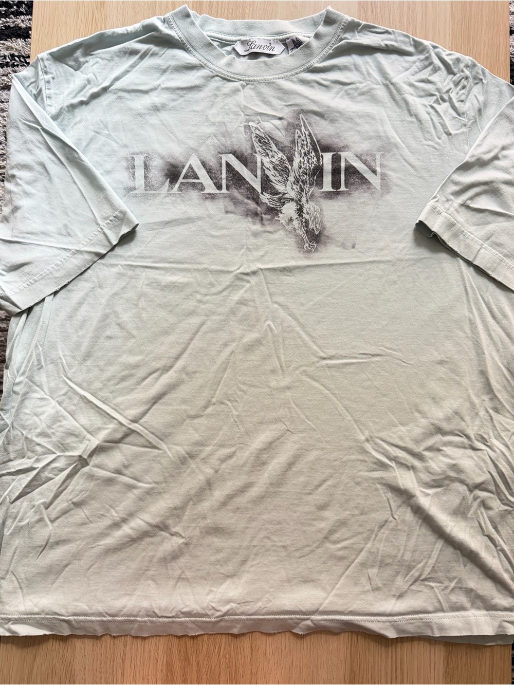 Lanvin Pale Mint / Light Blue Graphic Logo Short Sleeve Tee